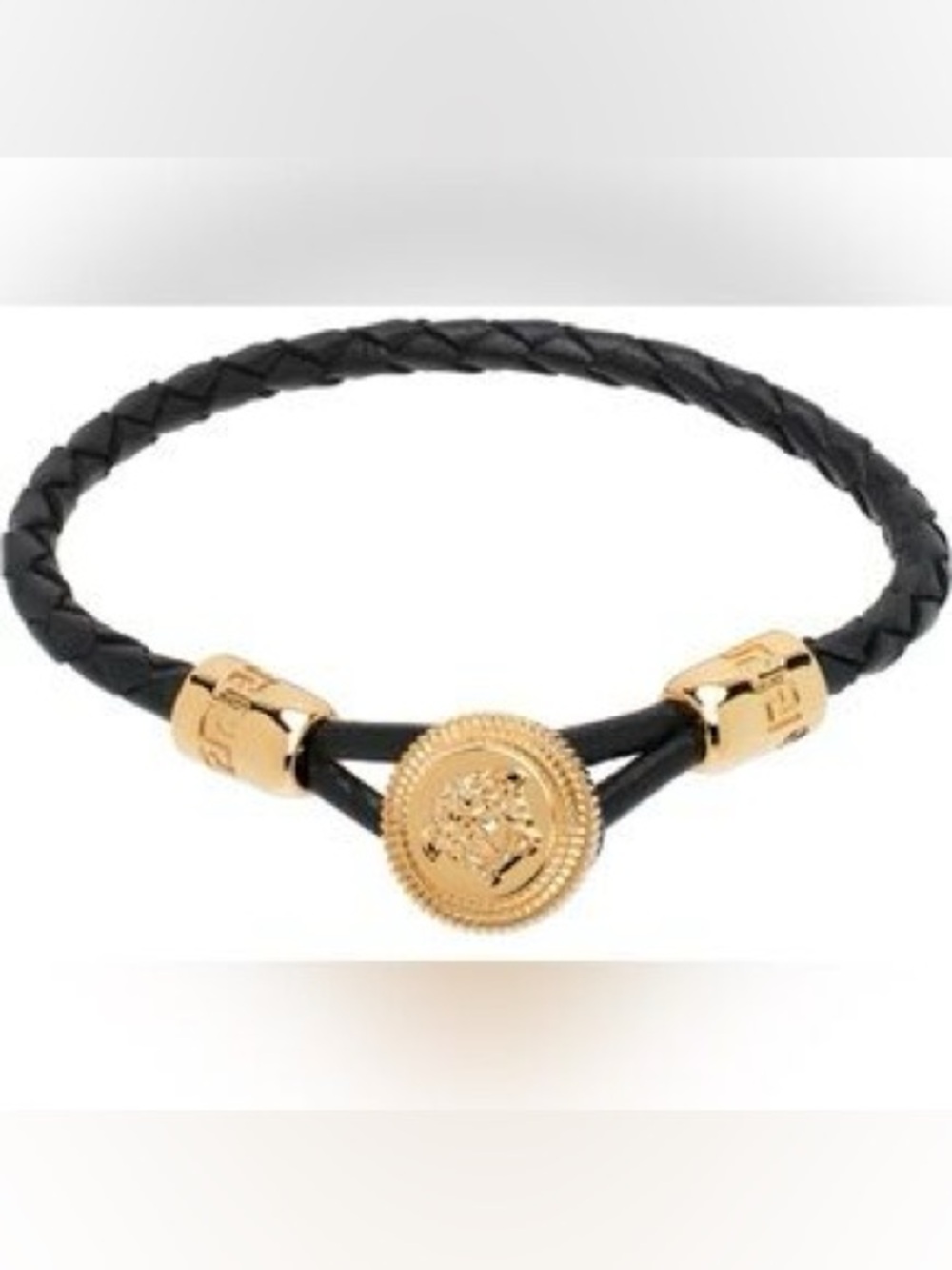 NIB Versace Medusa Braided Leather Unisex Bracelet